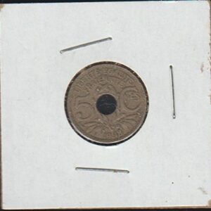 1918 FR Monogram within Wreath divided by Center Hole, Liberty Cap Above 5 Centimes Choice About Uncirculated Details