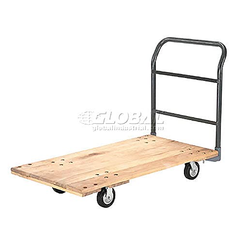 Global Industrial Platform Truck w/Hardwood Deck, 54 x 27, 1400 Lb. Capacity, 5" Rubber Casters