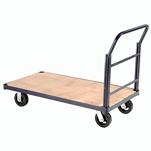 Global Industrial Steel Bound Platform Truck w/Wood Deck, 60 x 30, 6" Rubber Casters, 2000 Lb. Capacity