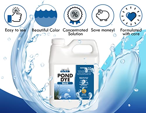 Pond Worx Blue Lake and Pond Dye - 4X Concentrated Liquid Pond Colorant – Shades and Protects Your Pond, Treats up to 1 Acre –1 Quart