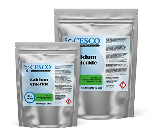 Cesco Solutions – Calcium Chloride Mini Pellets – 94-97% Pure – Ice Melt, Pool Calcium Increaser, Controls Dust & Dirt, Easy Pour, Resealable Package (5 lbs)