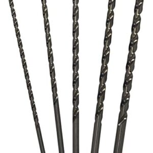 Drill America 5 Piece High-Speed Steel Extra-Long Drill Bit Set (1/4 - 1/2" x 12" Long), POU Series