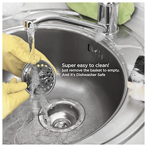 Highcraft 9763 Kitchen Sink (3-1/2 Inch) Stainless Steel Drain Assembly with Strainer Basket Spin and Seal with Threaded Stopper