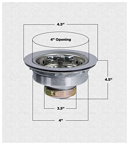 Highcraft 9763 Kitchen Sink (3-1/2 Inch) Stainless Steel Drain Assembly with Strainer Basket Spin and Seal with Threaded Stopper