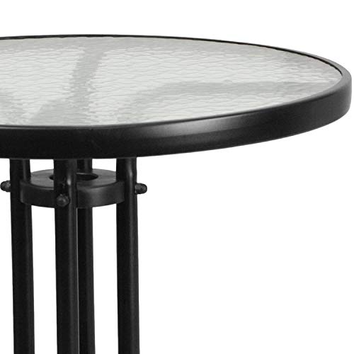 Flash Furniture Bellamy 23.75'' Round Tempered Glass Metal Table