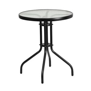 Flash Furniture Bellamy 23.75'' Round Tempered Glass Metal Table