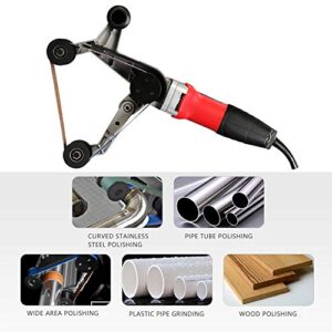 SPTA 110V 800W Professional Stainless Steel Pipe Tube Polisher Sander with Alumina Oxide Sanding Belt, Silicon Carbide Wheel, Pole Burnishing Polisher Machine