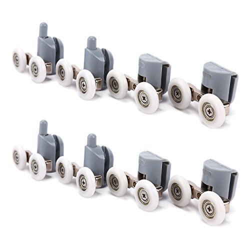 Shower Door Wheels, Lance Home 8Pcs Double Twin Top / Bottom Shower Door Rollers / Runners / Pulleys / Wheels Bathroom Replacement Parts 25mm Diameter