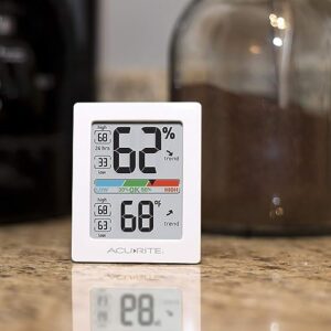 AcuRite Humidity Meter Hygrometer and Indoor Digital Thermometer with Temperature Gauge and Humidity Gauge, Room Thermometer Comfort Scale, 3 x 2.5 Inches, White (01083M)