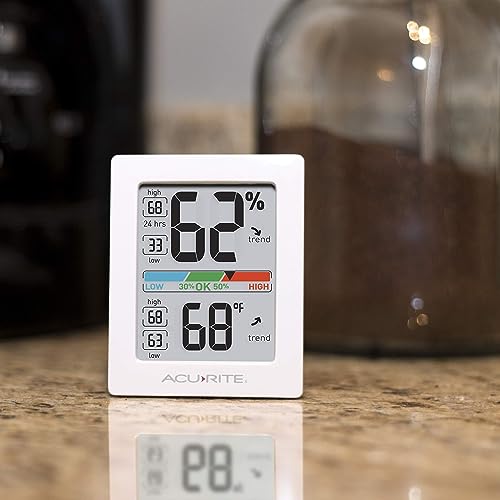 AcuRite Humidity Meter Hygrometer and Indoor Digital Thermometer with Temperature Gauge and Humidity Gauge, Room Thermometer Comfort Scale, 3 x 2.5 Inches, White (01083M)