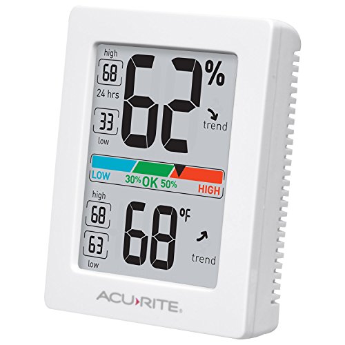 AcuRite Humidity Meter Hygrometer and Indoor Digital Thermometer with Temperature Gauge and Humidity Gauge, Room Thermometer Comfort Scale, 3 x 2.5 Inches, White (01083M)