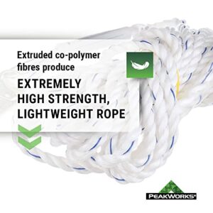 PeakWorks Fall Protection Safety Lifeline Rope Grab, Anchor 50' Vertical Cable, Galvanized Steel Snap Hook Harness Tools Equipment for Climbing, Rescue, Hunting, Roofing, V84084050