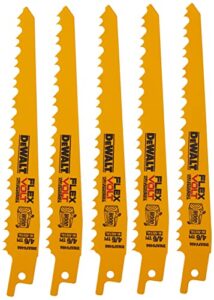 dewalt flexvolt reciprocating saw blades, 5-pack, 6”, 6tpi, stainless steel (dwafv466)