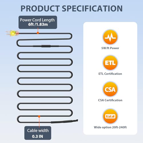 HEATIT HIRD 100 feet 5 Watts Per Foot Roof & Gutter Snow De-Icing Cable