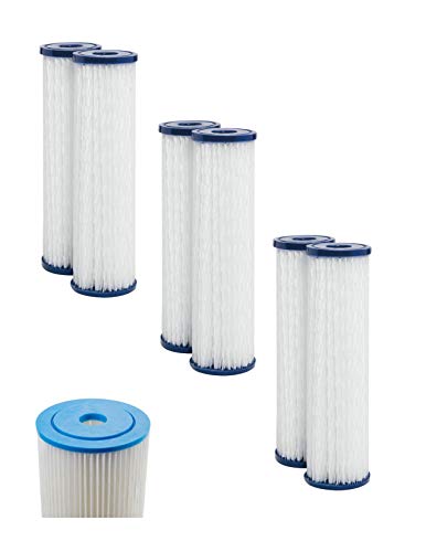 6- Pack Compatible for Whirlpool WHKF-WHPL & GE FXWPC Compatible Pleated Water Filters, 2.5 x 9.75 Inch, 5 Micron, Dirt Sediment Filtration by Complete Filtration Services (CFS)