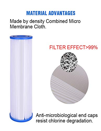 6- Pack Compatible for Whirlpool WHKF-WHPL & GE FXWPC Compatible Pleated Water Filters, 2.5 x 9.75 Inch, 5 Micron, Dirt Sediment Filtration by Complete Filtration Services (CFS)