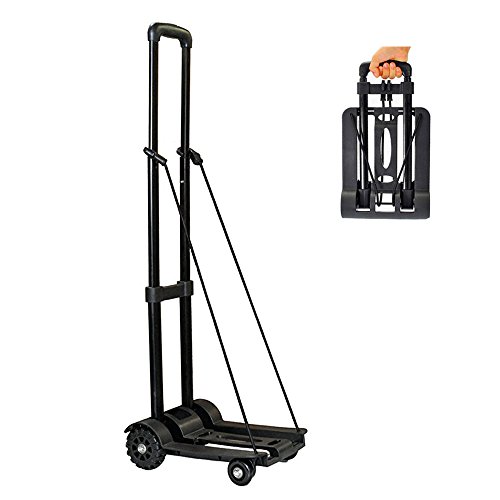 Wincspace Lightweight Folding Hand Cart Dolly Fold Up Hand Truck Portable Utility Moving Shopping Cart-Portable Fold Up Dolly (4wheel/165lbs) (4 Wheel)