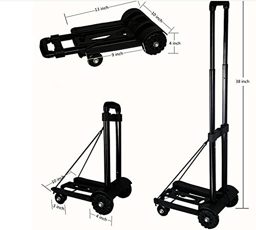 Wincspace Lightweight Folding Hand Cart Dolly Fold Up Hand Truck Portable Utility Moving Shopping Cart-Portable Fold Up Dolly (4wheel/165lbs) (4 Wheel)