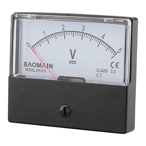 Baomain Voltmeter DH-670 DC 0-5V Rectangular Class 2.5 Analog Panel Volt Voltage Meter