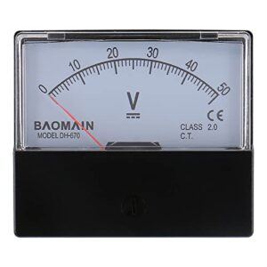 baomain voltmeter dh-670 dc 0-50v rectangular class 2.0 analog panel volt voltage meter