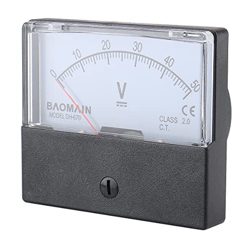 Baomain Voltmeter DH-670 DC 0-50V Rectangular Class 2.0 Analog Panel Volt Voltage Meter