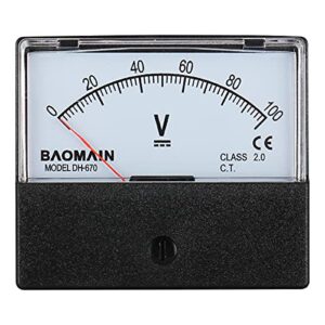 baomain voltmeter dh-670 dc 0-100v rectangular class 2.0 analog panel volt voltage meter