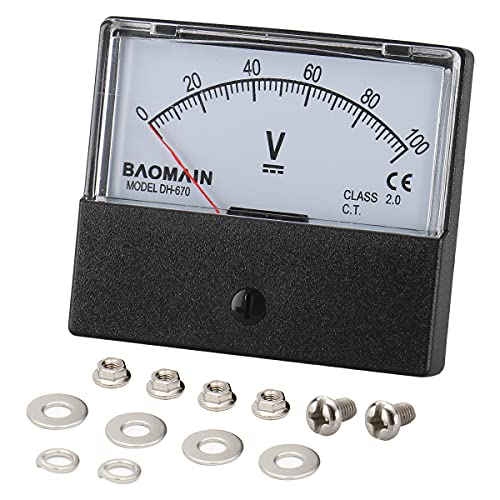 Baomain Voltmeter DH-670 DC 0-100V Rectangular Class 2.0 Analog Panel Volt Voltage Meter