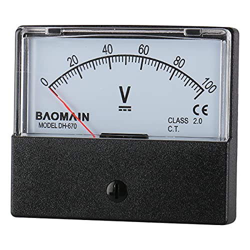 Baomain Voltmeter DH-670 DC 0-100V Rectangular Class 2.0 Analog Panel Volt Voltage Meter