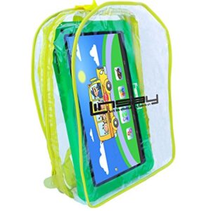 LINSAY 10.1" Quad Core 2GB RAM 32GB Android 11 Tablet with Green Kids Defender Case and Backpack