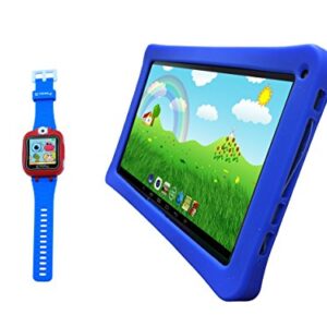 LINSAY New F10KBWB 10.1" Kids Tablet Blue Bundle with 1.5" Smart Watch Kids Cam Selfie Blue up to 32Gb