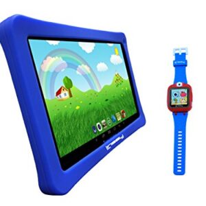 LINSAY New F10KBWB 10.1" Kids Tablet Blue Bundle with 1.5" Smart Watch Kids Cam Selfie Blue up to 32Gb