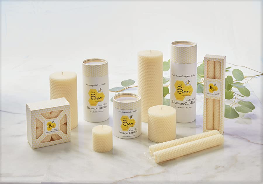 6 Inch Hand-Rolled Beeswax Pillar Candle by Little Bee of Connecticut