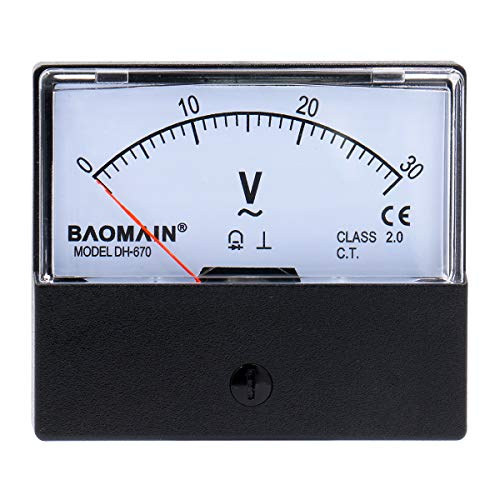 Baomain Voltmeter DH-670 AC 0-30V Rectangular Class 2.5 Analog Panel Volt Voltage Meter