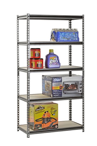 Muscle Rack UR361872PB5PAZ-SV Silver Vein Steel Storage Rack, 5 Adjustable Shelves, 4000 lb. Capacity, 72" Height x 36" Width x 18" Depth