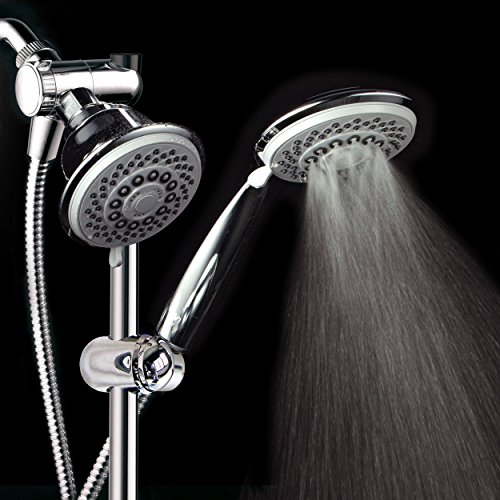 HotelSpa Instant-Mount Drill-Free Height/Angle Adjustable 30-Setting SpiralFlo 3-Way Shower Head/Handheld Showerhead Slide Bar Combo