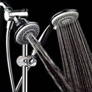 HotelSpa Instant-Mount Drill-Free Height/Angle Adjustable 30-Setting SpiralFlo 3-Way Shower Head/Handheld Showerhead Slide Bar Combo