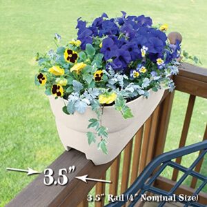 Bloomers Railing Planter with Drainage Holes – 24" Weatherproof Resin Planter – White