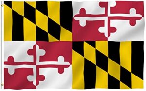 anley fly breeze 3x5 foot maryland state polyester flag - vivid color and fade proof - canvas header and double stitched - maryland md flags with brass grommets 3 x 5 ft