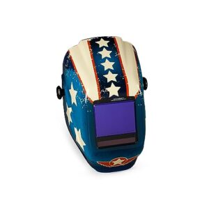 jackson safety welding helmet, digital variable auto darkening filter, stars and scars design, lightweight protective welder face mask with light hlx100 shell, unisex, universal size, 46118