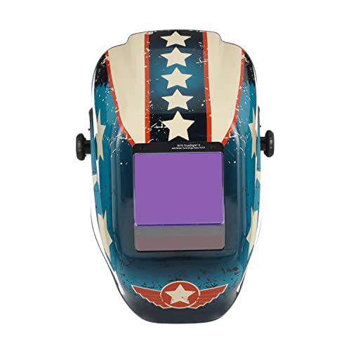 Jackson Safety Welding Helmet, Digital Variable Auto Darkening Filter, Stars and Scars Design, Lightweight Protective Welder Face Mask with Light HLX100 Shell, Unisex, Universal Size, 46118