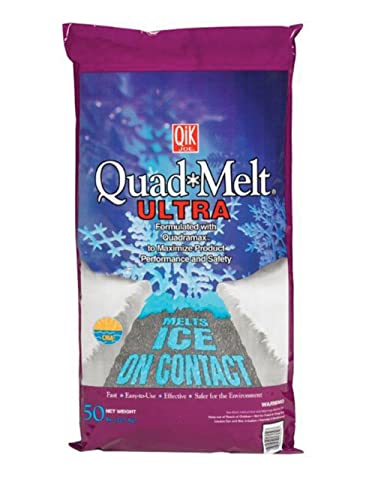 Qik Joe Quad Melt Ultra Instant Snow and Ice Melt with CMA for Sidewalks, Driveways, and Parking Lots, Deicer for Concrete, Asphalt, and Other Surfaces, Effective Below 0 Degrees, 50 Pound Carton