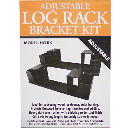 HomComfort HCLRK Log Rack with Adjustable Uprights, Black