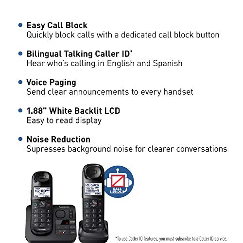 Panasonic KX-TGL432B Dect_6.0 2-Handset Landline Telephone, Black