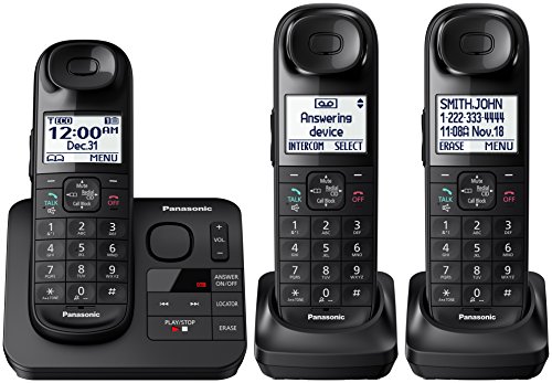 Panasonic KX-TGL433B Dect_6.0 3-Handset Landline Telephone, Black