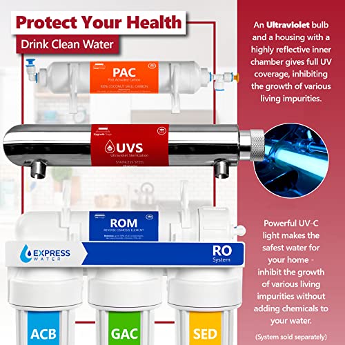 Express Water – UV Water Filter Replacement – UV Water System – 12 Inch UV Light Housing with 10 inch Bulb – Under Sink and Reverse Osmosis System