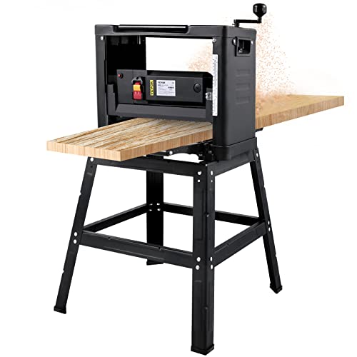 Mophorn Thickness Planer 12.5inch Thickness Planer Woodworking 15AMP Double Cutter Benchtop Thickness Planer 1800W with Free 1 Set Blade and Stand Heavy Duty Dust Exhaust for Woodworking