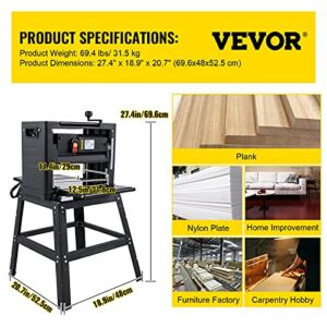 Mophorn Thickness Planer 12.5inch Thickness Planer Woodworking 15AMP Double Cutter Benchtop Thickness Planer 1800W with Free 1 Set Blade and Stand Heavy Duty Dust Exhaust for Woodworking