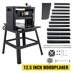 Mophorn Thickness Planer 12.5inch Thickness Planer Woodworking 15AMP Double Cutter Benchtop Thickness Planer 1800W with Free 1 Set Blade and Stand Heavy Duty Dust Exhaust for Woodworking