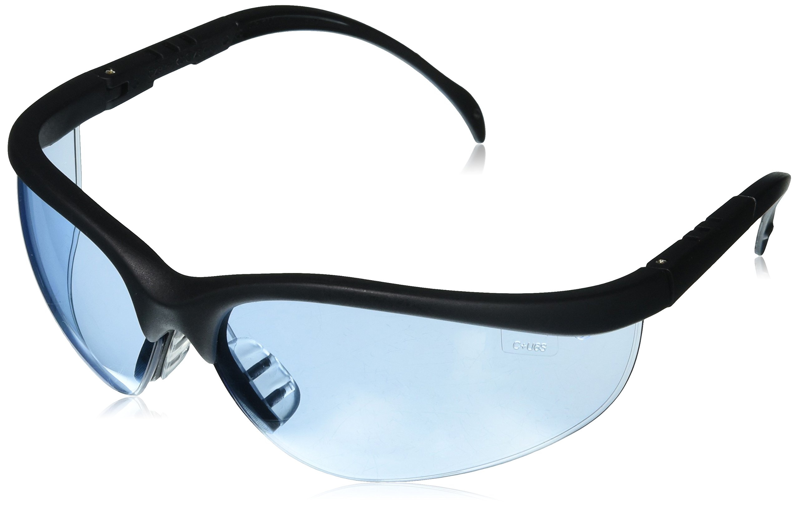 Crews Glasses 135-KD113 Klondike Safety Glass with Black Frame, Light Blue Lens