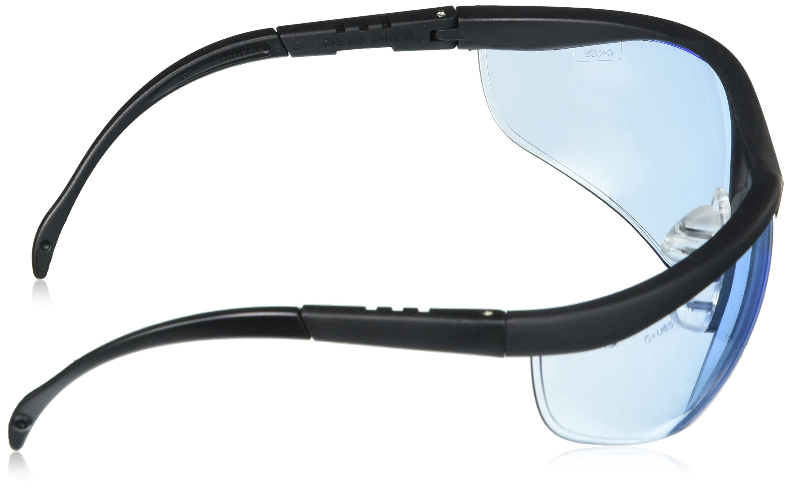 Crews Glasses 135-KD113 Klondike Safety Glass with Black Frame, Light Blue Lens